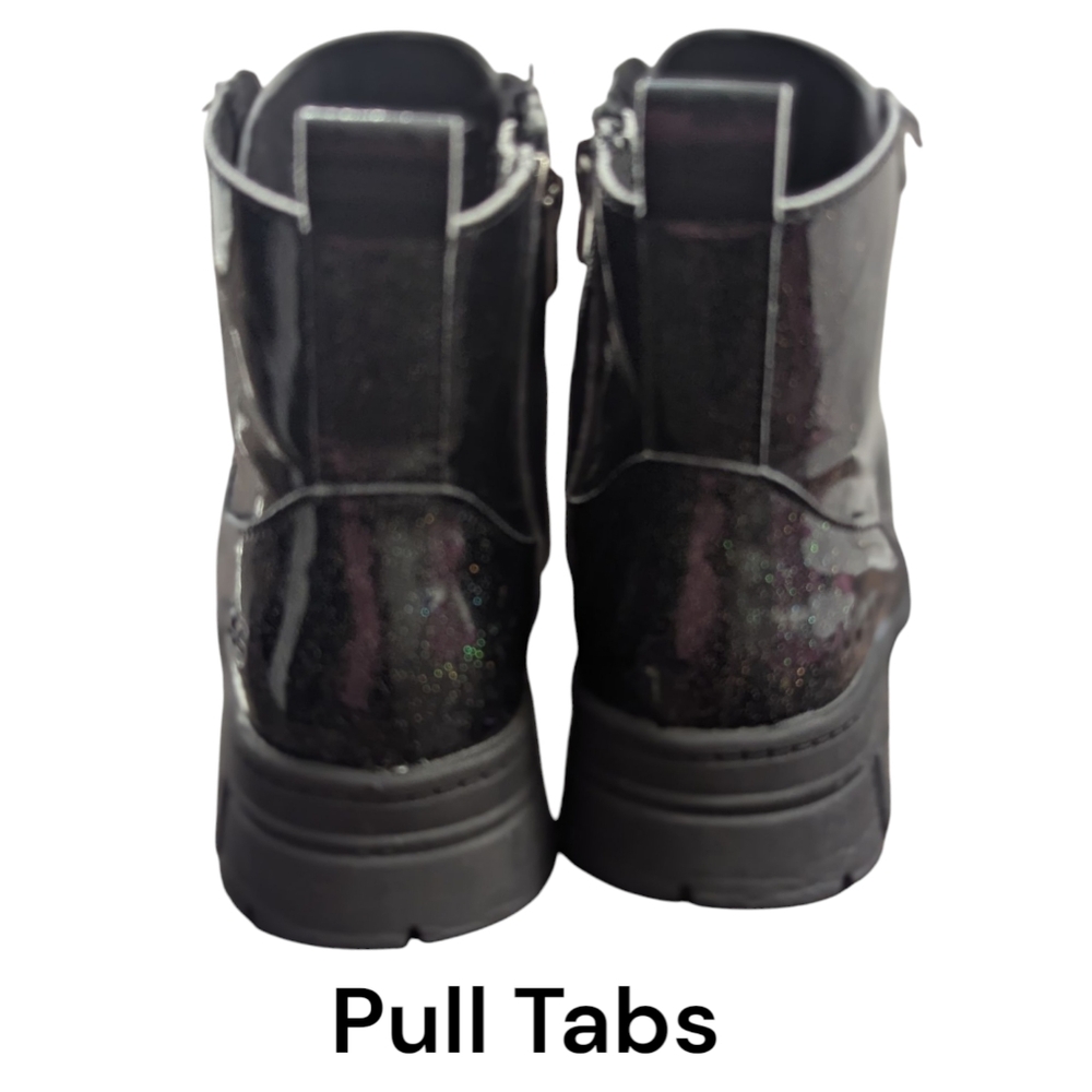 UGG | Kids Ashton Lace Up And Side Zipper |Black SparkleBoots | Sz 9/10 Toddler - Picture 3 of 10